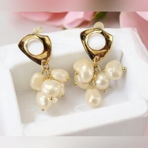 Womens Jewelry Gold Plated Pearl Earrings